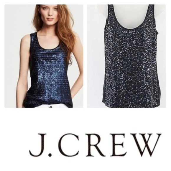 J. Crew Navy Drapey Sequin Tank Small - Picture 2 of 4